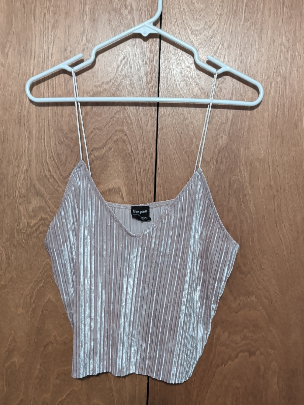 free press Taupe Pleated Velvet Cami